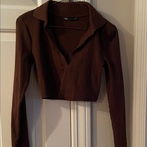 Zara Women's Dark Brown Crop Top